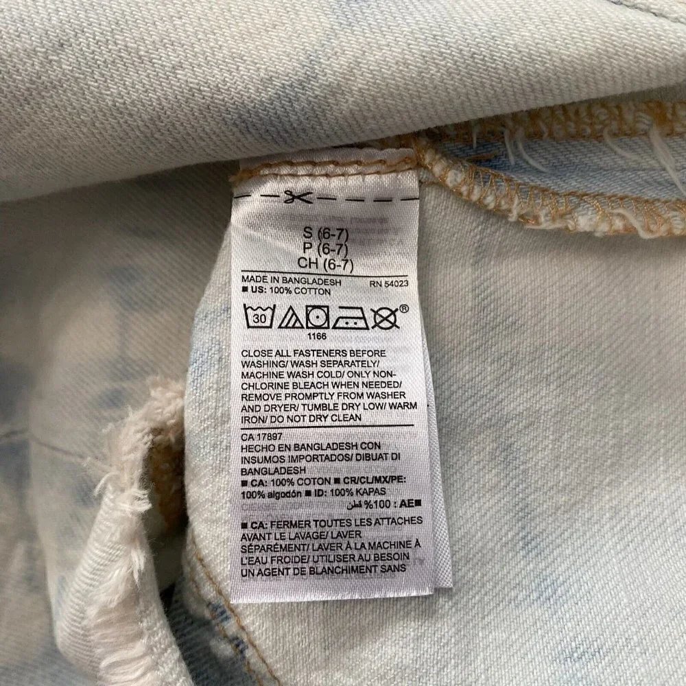 Old Navy Raw Hem Distressed Ombré Skirtall Girl's Small 6-7 Blue Sleeveless